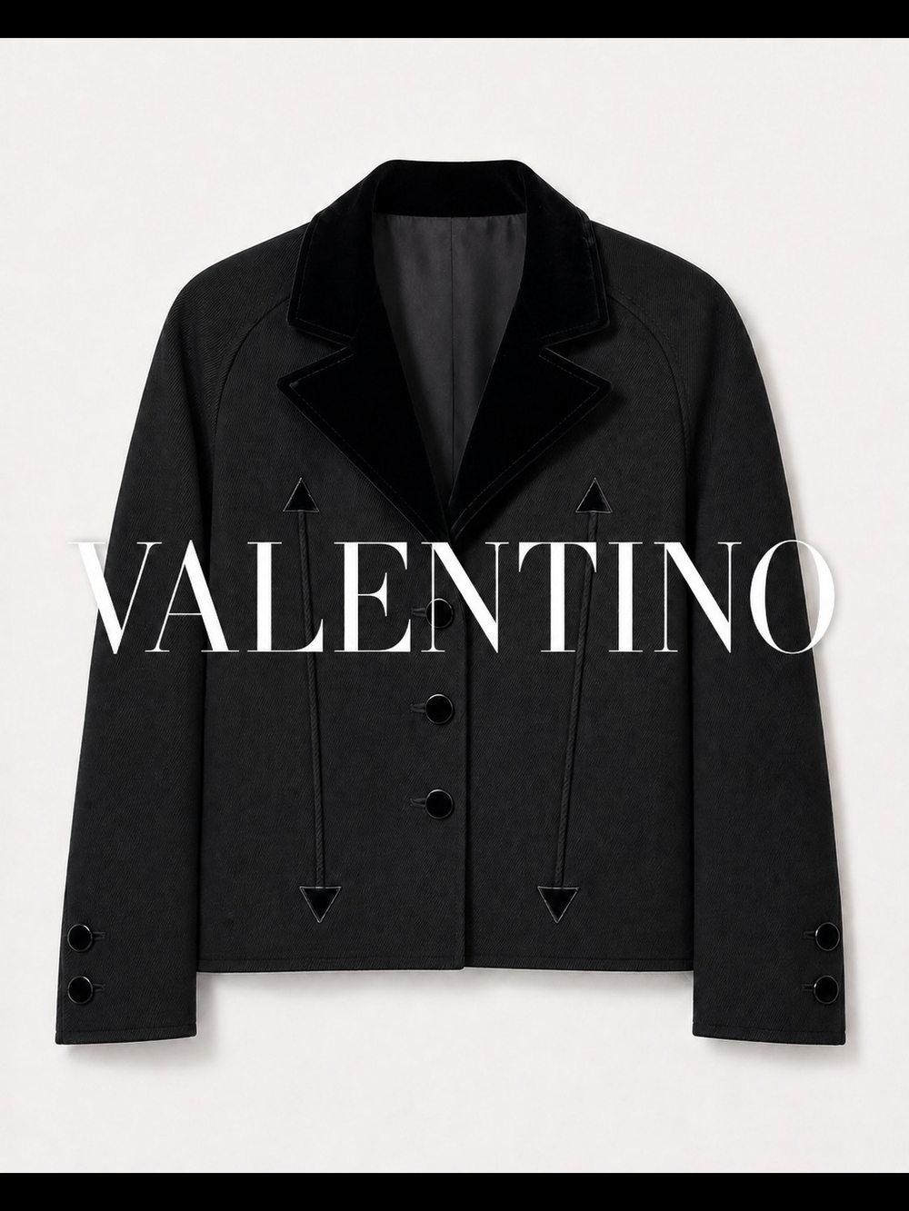 Vintage Valentino Boutique Black Velvet Trim Blazer – Made in Italy